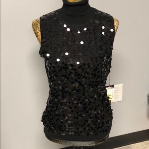 Aubergene sleeveless black sequin top